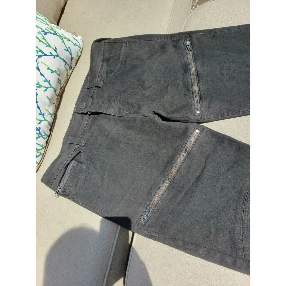 TRUE RELIGION MOTO BLACK MENS JEAN SIZE 38 Zipper Accents